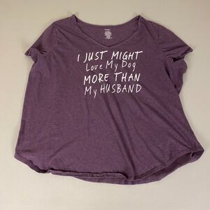 George T Shirt Top Women's Plus Size 4X Purple Dog Lover Funny‎ Graphic Tee